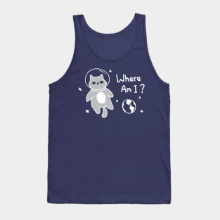 Where Am I? Cat Lost in Space Tank Top